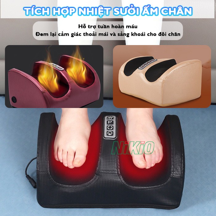 Máy massage lòng bàn chân tích hợp nhiệt sưởi ấm Nikio NK-182