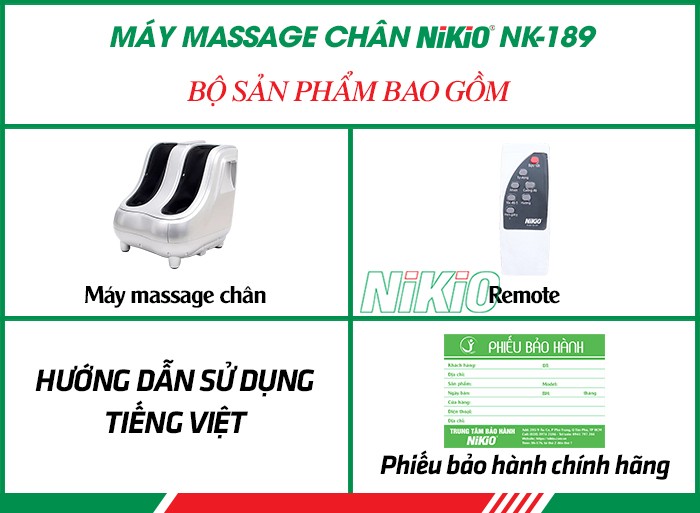 Bộ sản phẩm máy massage chân và bắp chân đa năng Nikio NK-189
