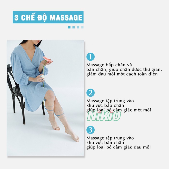 Máy nén ép trị liệu bắp chân và bàn chân 3 chế độ massage Nikio Nk-285