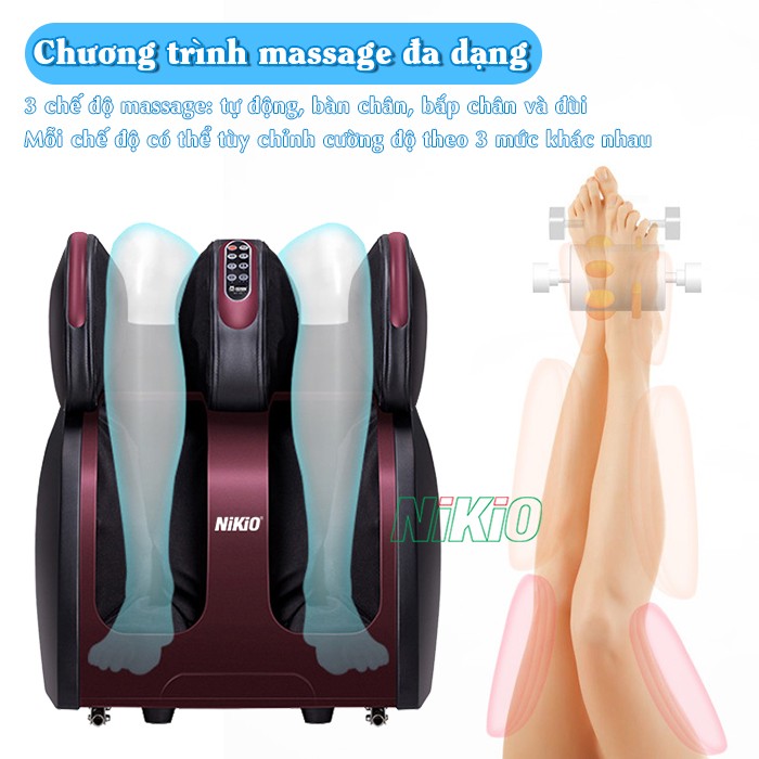 Máy massage bàn chân, bắp chân và đùi chương trình massage đa dạng Nikio NK-289