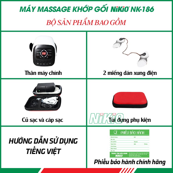 Bộ sản phẩm máy massage đầu gối Nhật Bản Nikio NK-186