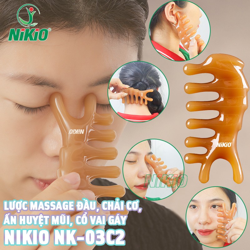 Lược massage đầu, chải cơ, ấn huyệt mũi, cổ vai gáy Nikio NK-03C2