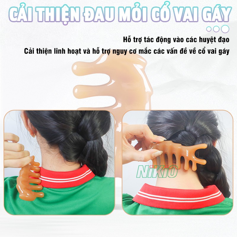 Lược massage đầu, chải cơ, ấn huyệt mũi, cổ vai gáy cải thiện đau mỏi cổ vai gáy Nikio NK-03C2