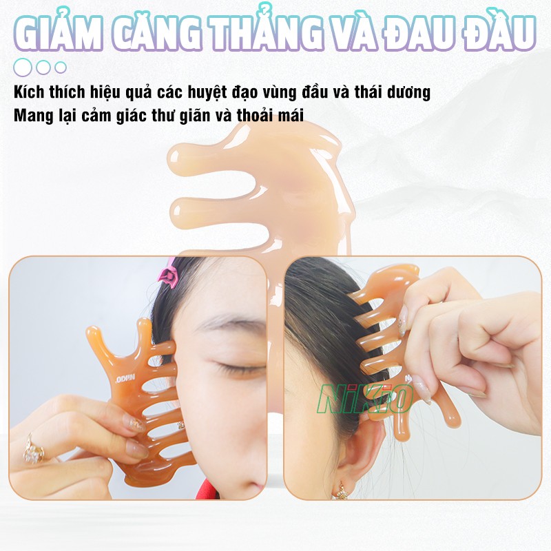 Lược massage đầu, chải cơ, ấn huyệt mũi, cổ vai gáy giảm căng thẳng, đau đầu Nikio NK-03C2