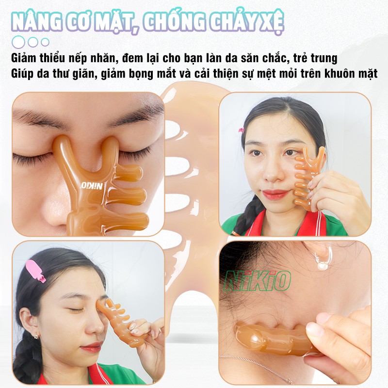 Lược massage đầu, chải cơ, ấn huyệt mũi, cổ vai gáy nâng cơ chống chảy xệ Nikio NK-03C2