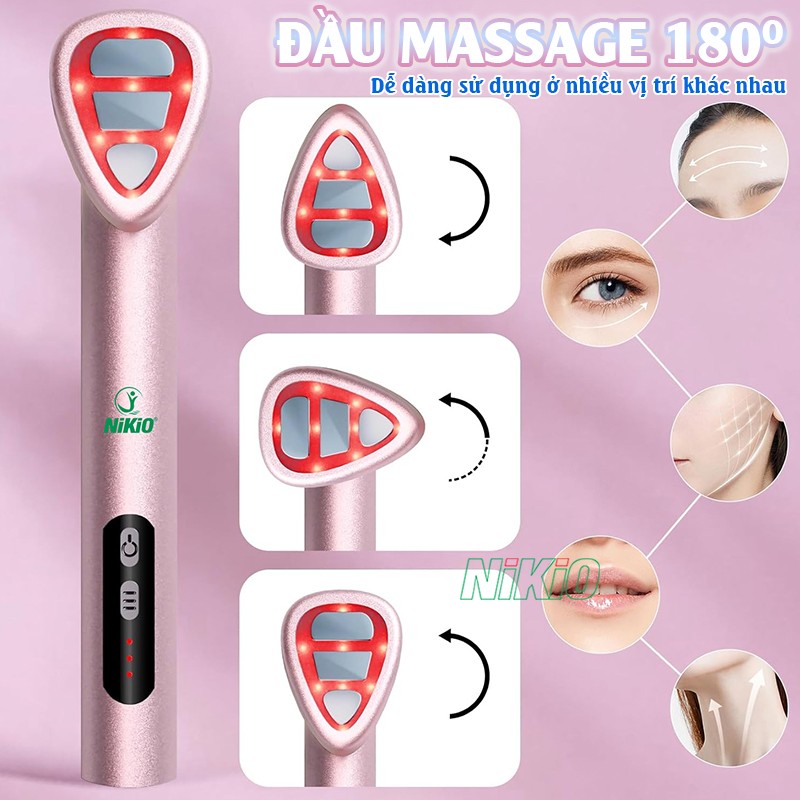 Máy massage mặt, mắt, môi đầu massage linh hoạt 180 độ Nikio NK-125D