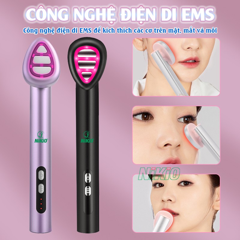 Máy massage mặt, mắt, môi điện di EMS Nikio NK-125D