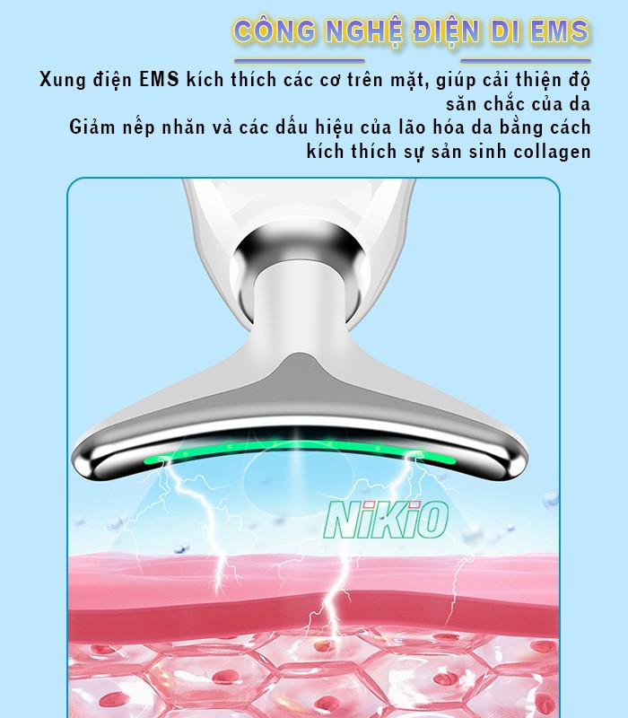 Máy massage nâng cơ trẻ hóa da mặt công nghệ điện di EMS Nikio NK-126