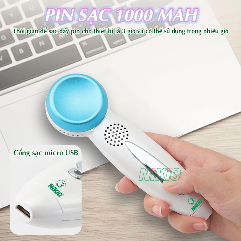 Máy massage mặt nóng lạnh điện di pin sạc 1000 mAh Nikio NK-127