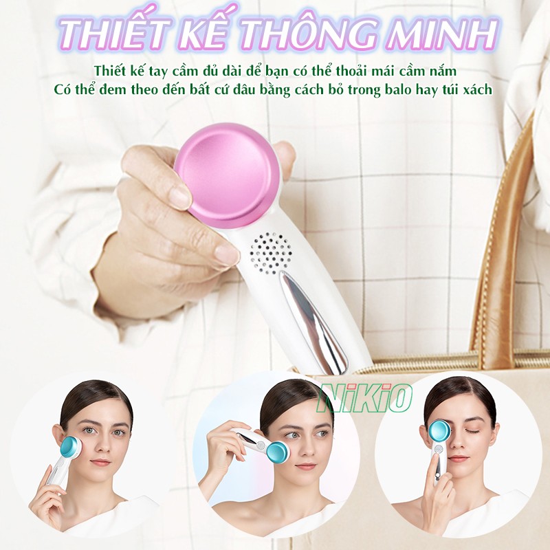 Máy massage mặt nóng lạnh điện di thiết kế thông minh Nikio NK-127