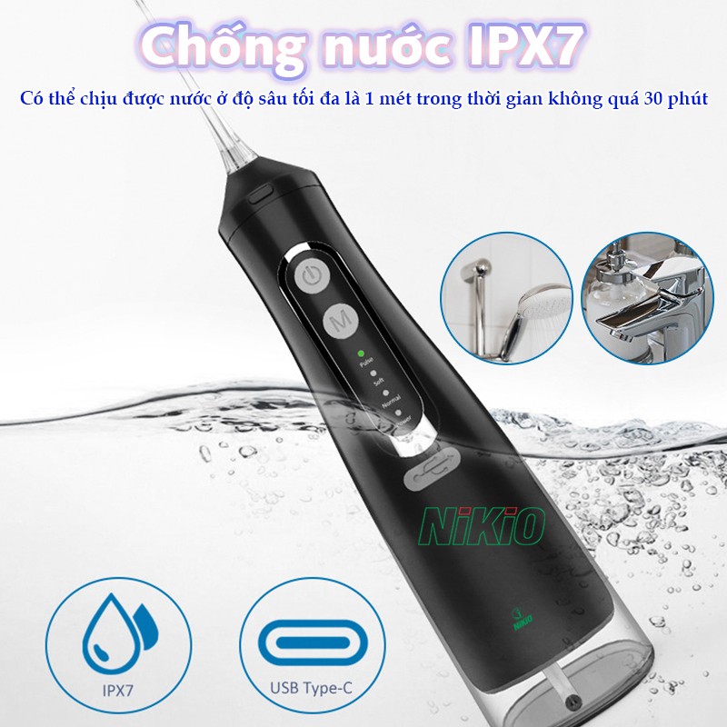 Máy tăm nước mini chống nước IPX7 Nikio NK-M209