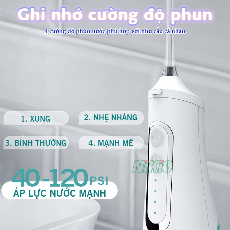 Máy tăm nước mini ghi nhớ cường độ phun Nikio NK-M209