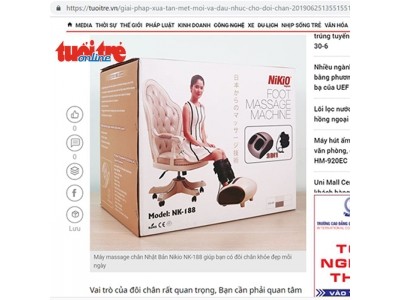 Báo tuổi trẻ đưa tin về công dụng tuyệt vời của máy massage chân Nikio NK-188