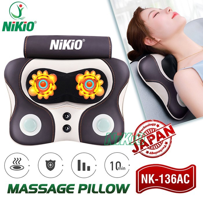 Gối massage Nikio NK-136AC giúp thoát khỏi hiện tượng đau mỏi cổ vai gáy
