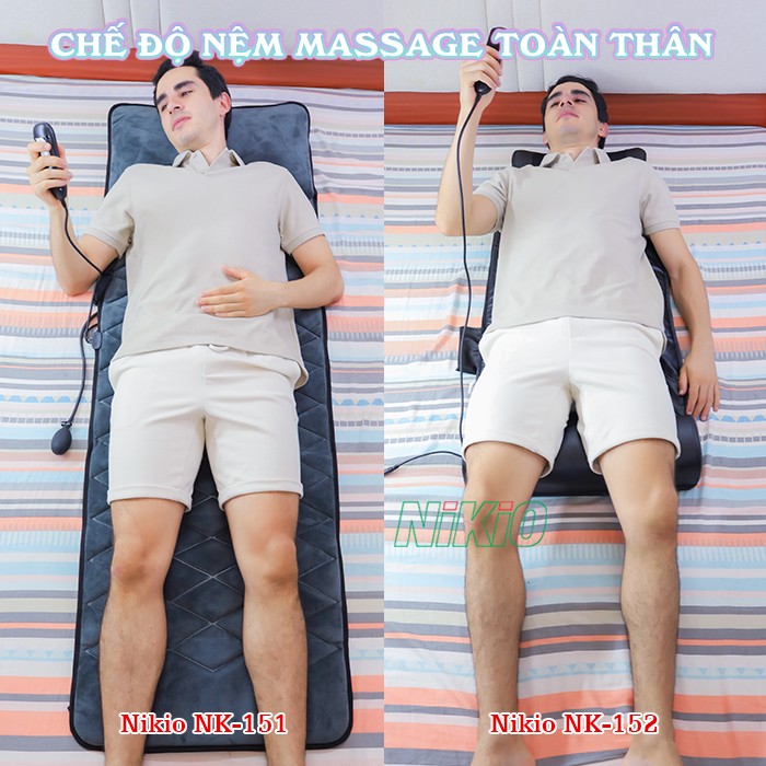 Chế độ tùy chỉnh nệm massage toàn thân Nikio NK-151 và NK-152