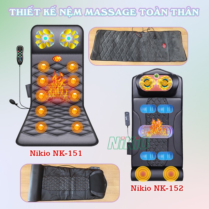 Thiết kế nệm massage toàn thân Nikio NK-151 và NK-152