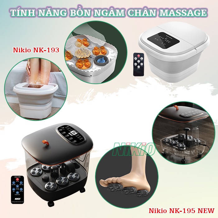 Tính năng bồn ngâm chân massage Nikio NK-193 và NK-195 NEW