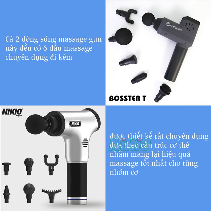 Sự khác nhau của súng massage gun Nikio NK-171 và Súng massage gun Booster T