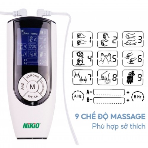 Video Máy massage xung điện 4 miếng dán pin sạc Nikio NK-103 - 2 điện cực
