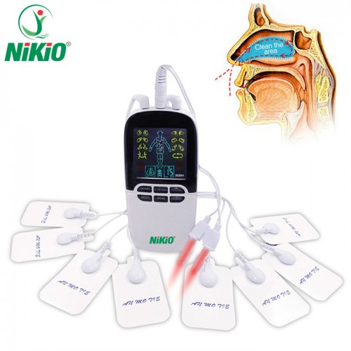 Video máy massage xung điện kết hợp đèn hồng ngoại trị liệu mũi Nikio NK-102 - 8 miếng dán