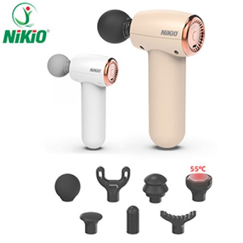Video Súng massage cầm tay mini Nikio NK-175 - 7 đầu, có đầu nóng
